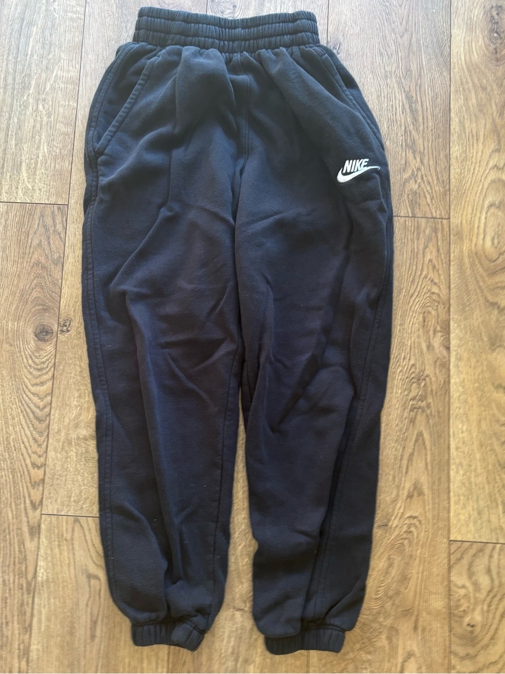 Nike Kids Black Jogger Sweatpants with White Swoosh